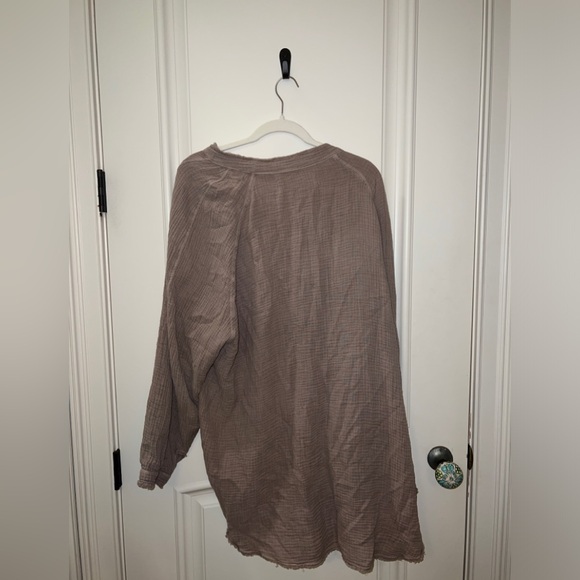 Free People Grey Shirt Dress, Large - Picture 2 of 2